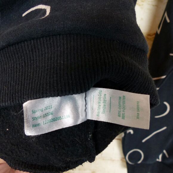 Marine Layer Anytime Black Noodle Print Sweatshirt Womens L Crewneck 90s Art Geo - Picture 9 of 10